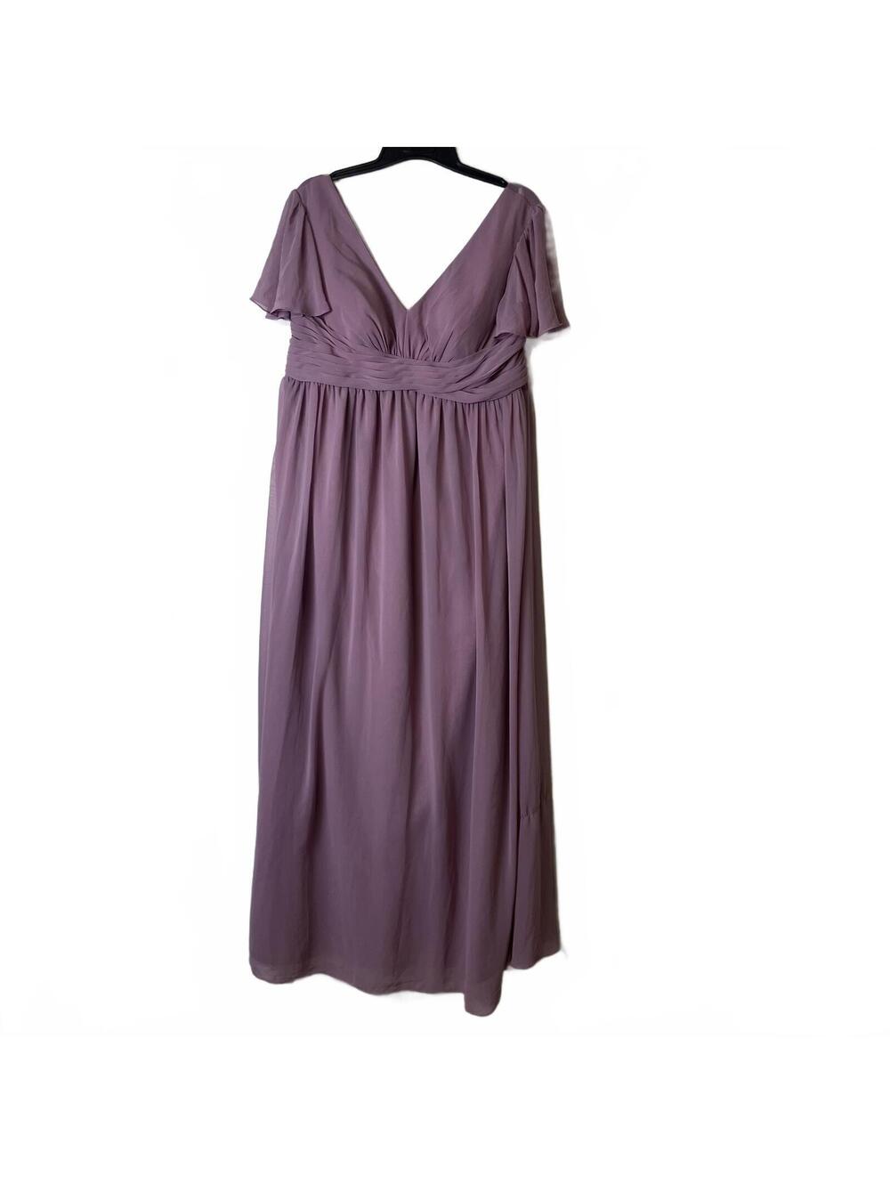 Azazie Lilac Flutter Sleeve Bridesmaid Formal Maxi Dress Size 18 XL (A18)-New